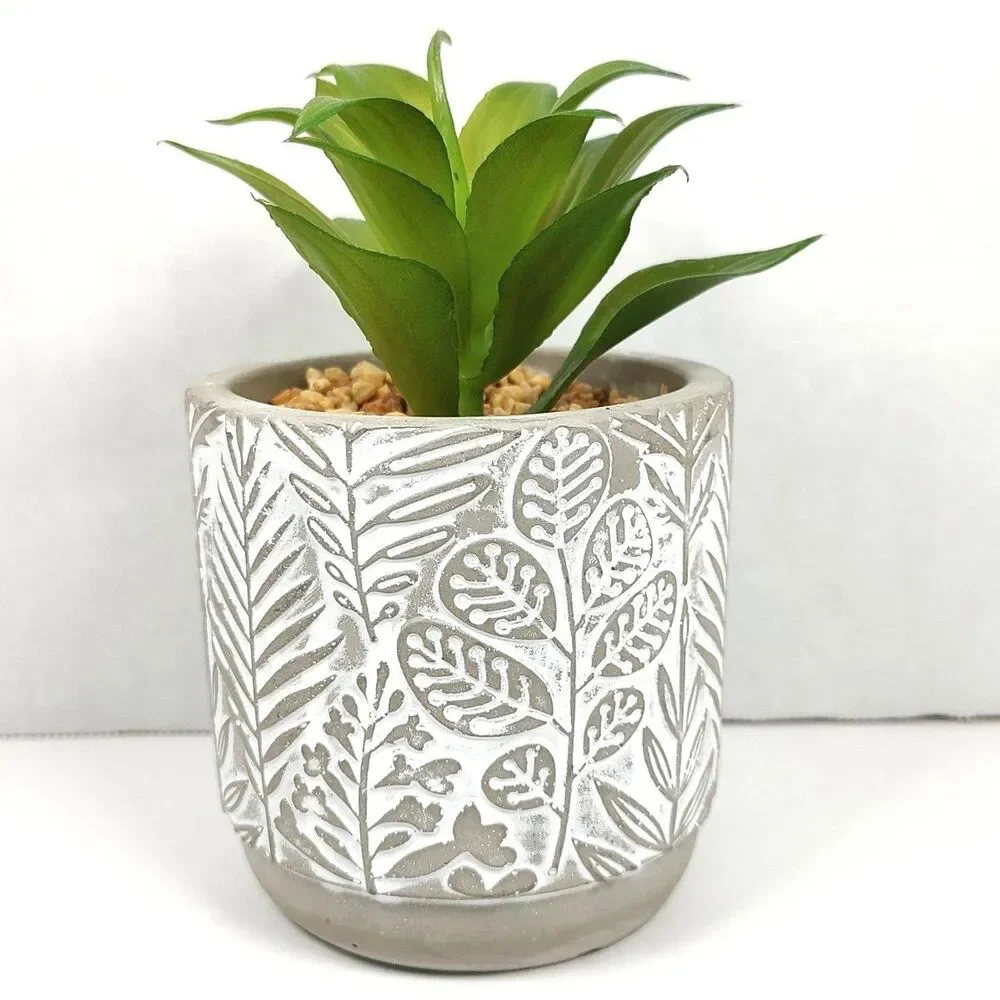 Old East Main Co Neutral Tranquility Artificial Succulent Potted Plant Pebbles